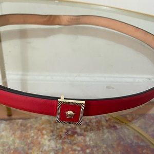 Versace red Medusa belt